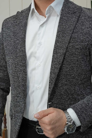 Bys Beystil Sivri Yaka Kırçıllı Siyah Blazer Ceket Britanya -slim Fit
