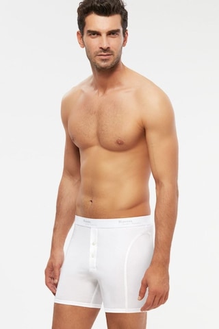 Kom Long Şort Erkek 2li Boxer Beyaz Çok Renkli