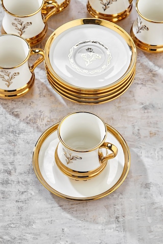Cooker 6 Kişilik 180 Ml Porselen Çay Ve Kahve Fincan Takımı Ckr3460 Altın