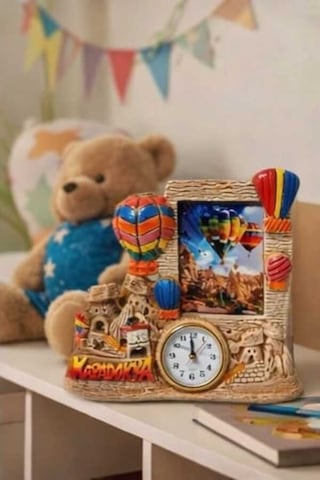 Athstore Alçı Kapadokya Peribacası Saatli Fotoğraf Çerçevesi
