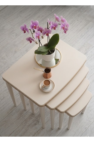 4 Lü Lüks Zigon Mdf Beyaz - Altın