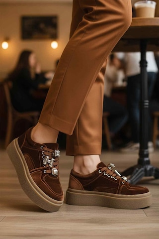 Guja Kahve Nubuk Bağcıklı Yüksek Taban Kadın Sneaker 25k475 Z Kahve