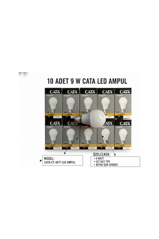 Ct-4277 9w Led Ampul Beyaz 6500k 10'lu Paket Ampul E27 Uyumlu