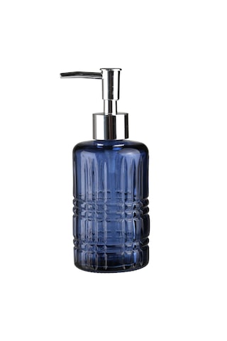 Cam Sıvı Sabunluk,kristal Desenli Mavi 300ml Banyo Seti 6,8x17,