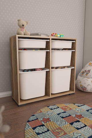 Carla 2 + 2 + 2 Tropik Ceviz Ultra Derin Sepetli Çok Amaçlı Dolap Oyuncak Dolabı Tropik Ceviz