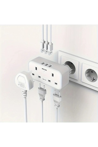 Honeybeeshop Yp10w Mscıen 3 Çıkışlı Avrupa Güç Adaptörü Aşırı Gerilim Korumalı 2 Usb Portlu Yangına Dayanıklı 250v 3250w Seyahat Ve Ofis Adaptörü