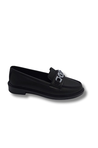 Tarzbu Kadın Siyah Taşlı Tokalı Rahat Comfort Taban Loafer Babet Ayakkabı Tarzkltopuklubabet1 1961 Sıyah