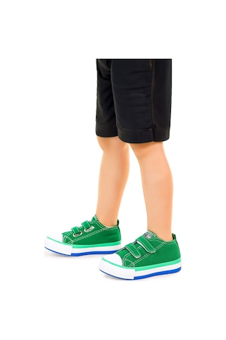 Kiko Kids Linen Cırtlı Erkek Bebek Keten Spor Ayakkabı Yeşil