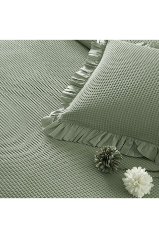 Linens Bsp Çift Kişilik Yatak Örtüsü Seti Yeşil Yeşil