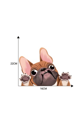 1 Adet Köpek Araba Sticker Komik Yüz Büyük Kulaklar Ve Gözler Pug Köpek Sticker Araba Arka Pencere Duvar Kapı Dizüstü Bilgisayar 8.7 6.3in Sarı