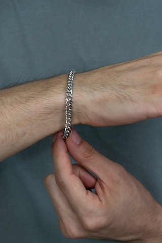 Küba Gurmet Erkek Çelik Zincir Bileklik 7 Mm 21 Cm Eck29B Beyaz