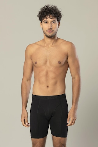 Erdem Siyah Pamuk Elastan Uzun Boxer 1416 Siyah