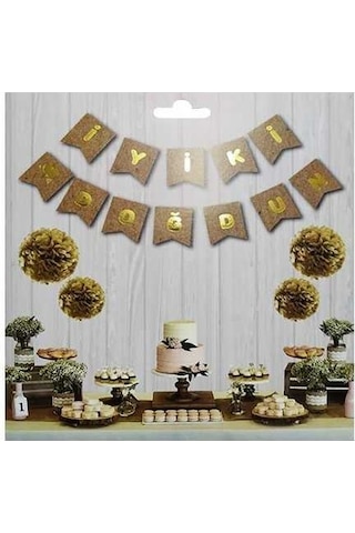Kraft Gold Iyi Ki Doğdun Yaldızlı Banner