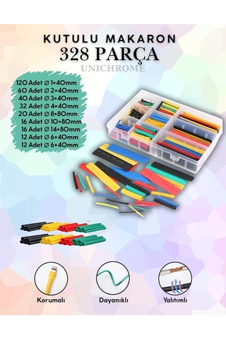 328 Parça Kutulu Heat Shrink Makaron Daralan Kablo Tamir Seti - Globe Elektrik Bant Hediyeli