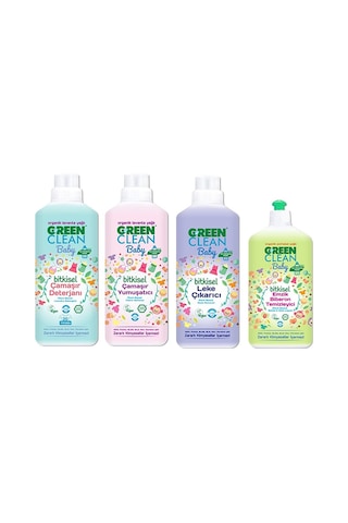 Green Clean Baby Biberon Temizleyici 500 ML + Çamaşır Deterjanı + Yumuşatıcı + Leke Çıkarıcı 1 L