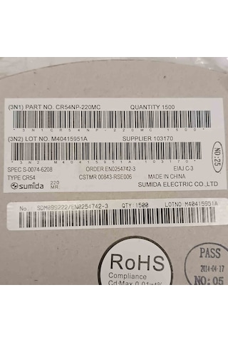 Cr54np-220mc 22uh 1.1a Sumıda Smd Bobin 15 Adet