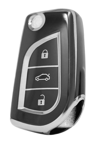 Toyota Corolla Auris Yaris Verso Avensis Aygo Hilux 3 Buton Nano Anahtar Kılıfı Siyah Gümüş