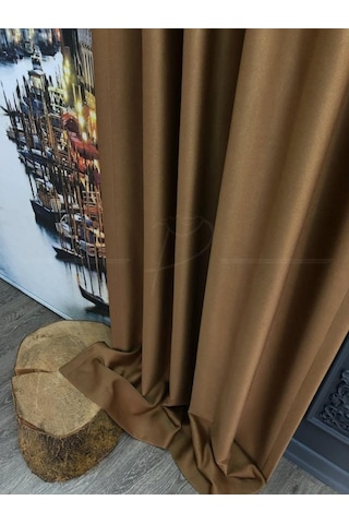 Fon Perde Blackout Karartma Işık Ve Isı Engelleme Özelliği 225 X 270 Camel Çok Renkli
