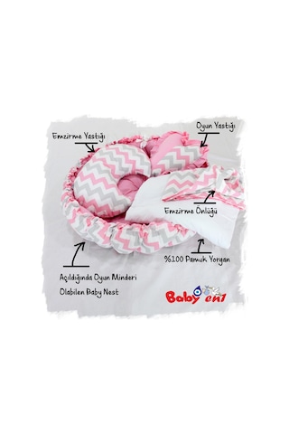 Babyen1 Babynest %100 Pamuk Bebek Yatağı & Anne Yanı Oyun Minderi