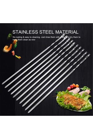 Jeemson 6 Adet Çelik Mangal İğnesi, Gıda Seviyesi 304 Paslanmaz Çelik, Nilon Çantalı, Sabit Pişirme, Outdoor Mangal Araçları Çok Renkli