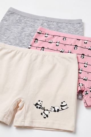 Öts Kız Çocuk 3 Lü Pamuklu Boxer Baskılı Günlük Rahat Kesim 8712-3 Pembe