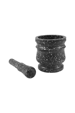 Granit Desenli Havanda Seti Taş Ot Baharat Öğütücü Katı Öğütücü Siyah
