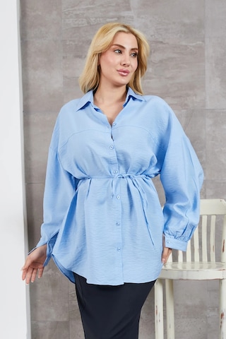 İp Kemerli Gömlek Mavi
