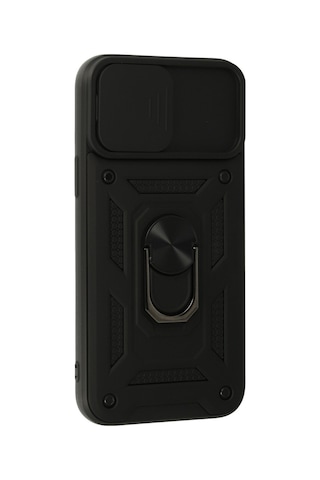Apple iPhone Uyumlu- 13 Pro Max Kılıf Pars Lens Yüzüklü Silikon - Siyah