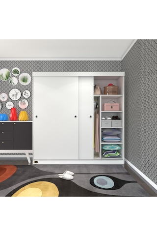 Kenzlife Gardırop Sürgülü Kapaklı Kapılı 180 Papatya Byz Gardolap Dolap
