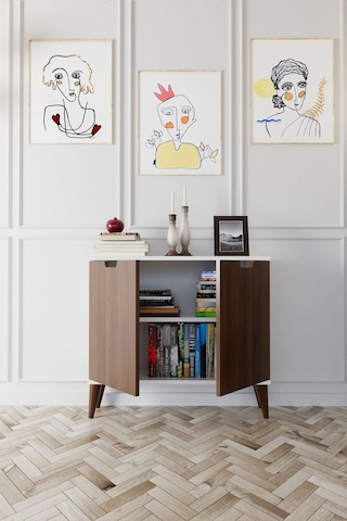 Elegant 2 Kapaklı Dekoratif Konsol Barok Ceviz Beyaz