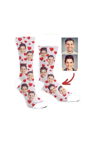 Kişiye Özel Resim Baskılı Çorap Beyaz