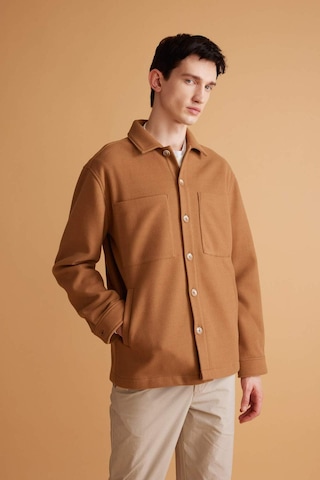 Defacto Relax Fit Polo Yaka Yün Görünümlü Gömlek Ceket B7382AX24SPBN302 Kahverengi