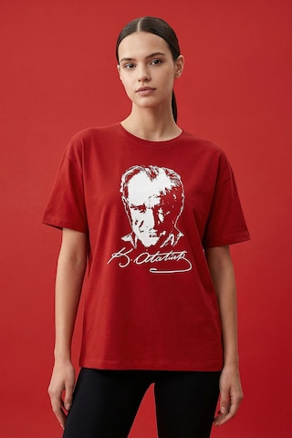 Tommy Life Kırmızı Ay Yıldız Baskılı Unisex T-shirt - 88510 KIrmızı