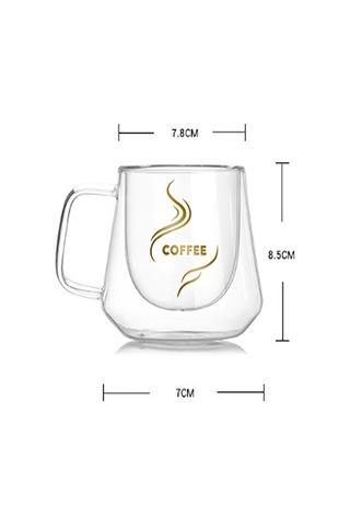 Sones Çift Duvarlı Kupa Ofis Kupaları Isı Yalıtımı Çift Kahve Kupası Kahve Cam Bardak, Stil:etiketli