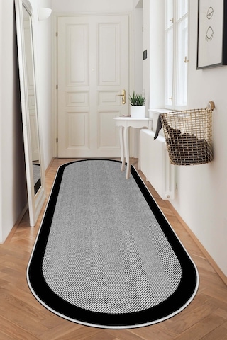 West Home Makinede Yıkanabilir Kaymaz Taban Leke Tutmaz Oval Modern Yolluk Ev Dekorasyonu İçin Gri Kesme Yolluk Wh445 Grey Oval Yolluk