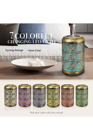Salking 260 Ml Metal Aroma Difüzörü, 7 Renk Işık, Otomatik Kapanma, Esansiyel Yağlar Için Oksimetre