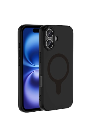 İphone 16 Kılıf M-safe Şarj Özellikli Nvth Aris Silikon Kapak - Siyah