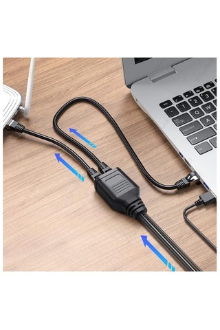 Gigabit Destekli 1x2 Port Rj45 Usb Güç Ethernet Switch Splitter