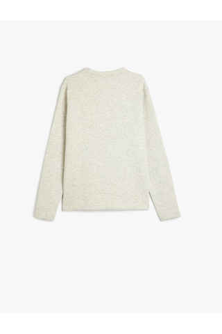 Koton Dikiş Detaylı Şardonlu Pamuklu Basic Bisiklet Yaka Sweatshirt Gri 5wam70254mk Gri
