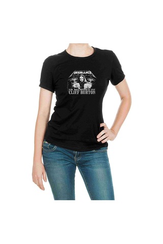 Metallica For Whom The Bell Tolls Baskılı Siyah Kadın Tshirt