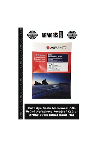 Kırtasiye Baskı Malzemesi Ofis Ürünü Agfaphoto Fotoğraf Kağıdı 270gr 20'lik Inkjet Kağıt Mat