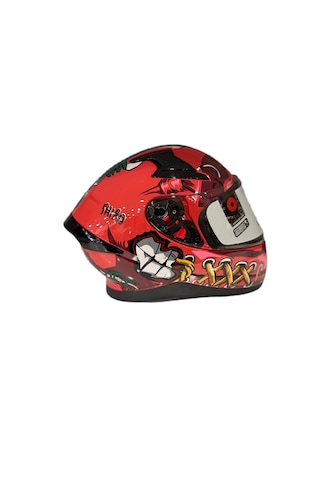 Shiro Katana Sv Psyco Kapalı Kask Bordo - Turuncu