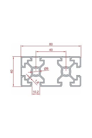 Doğuş Kalıp 40x80 Kapalı Sigma Profil Alüminyum Profil - 1 Metre
