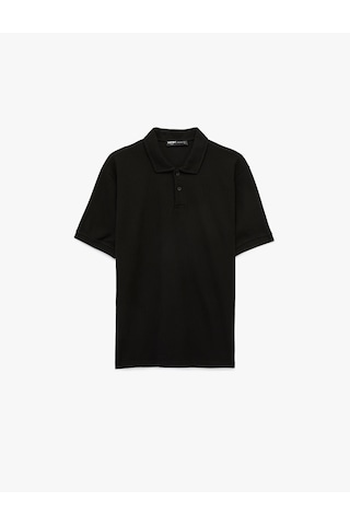 Koton Pamuklu Regular Fit Kısa Kollu Düğmeli Polo Yaka Tişört Siyah 6sam10290mk