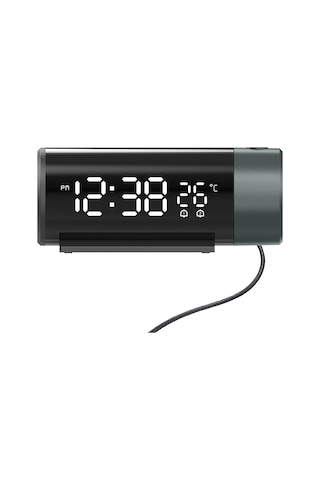 Tenfowee Fj1006a Siyah Led Projeksiyon Alarm Saati: Usb Şarj, 4 Seviye Parlaklık, Snooze, Sıcaklık Göstergesi Ve 180 Döner Projeksiyon