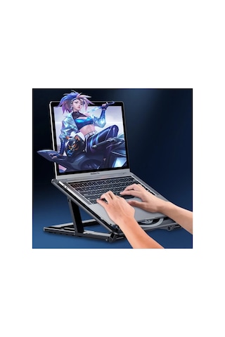 Ally Ayarlanabilir Taban Çift Fanlı Tablet Ve Laptop Soğutucu Stand- 5775 - Karbul4801-7245 Siyah Siyah