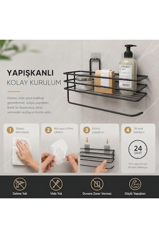 Yapışkanlı Raflı Havlu Askısı,baharatlık Askısı,kağıt Havlu Askılı Duvar Tipi Baharatlık Ve Şampuanlık, Banyo Ve Mutfak İçin Uygun,delmeden Vidalamadan Kolay Ve Pratik Montaj Havlulukluraf Diğer