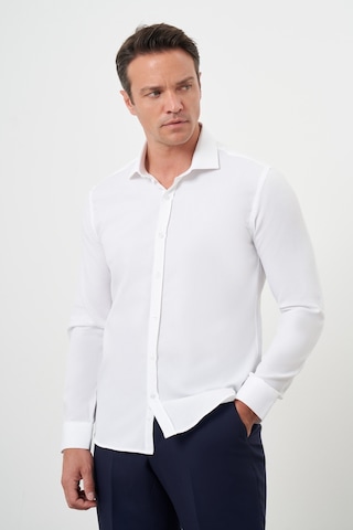 Morven Erkek Beyaz Pamuk Baskılı Desenli İtalyan Yaka Slim Fit Gömlek 24mc004101600 Beyaz