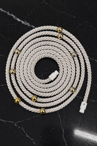 Ekru Krem Kruvaze Perde Tavan Korniş Bağlama Halatı - Gold Detaylı - Perde Süsü - 3 Metre - 1 Adet