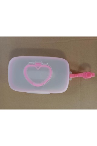 Moveevo Baby-friendly Kalp Desenli Taşınabilir Islak Mendil Kutusu - Seyahat Ve Ev Kullanıma Uygun, Sağlıklı Saklama Beyaz + Pembe
